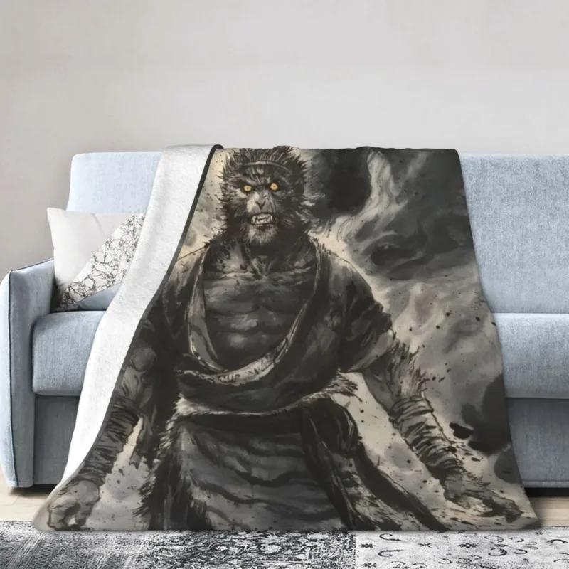WUKONG Flannel Monkey King Throw Blanket Cozy Warm Couch, Bedroom, and Travel Perfect Gift for Halloween, Christmas, Birthdays