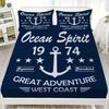 New Nautical Ocean Anchor Bedding Sets Ocean Spirit Fitted Sheet Queen Single Size Bed Linen with Pillowcase Teens Boys Gift