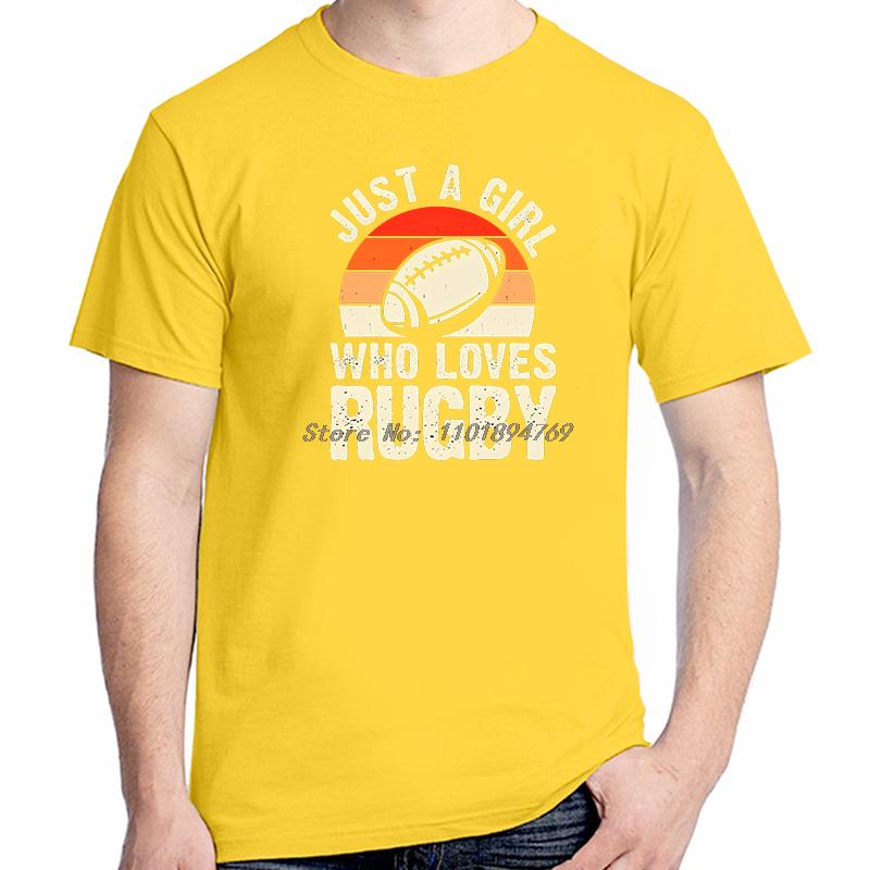 Just A Girl Who Loves Rugby Funny Shirts Graphic Tee Summer Tops Tshirt New Arrival Goods Short Sleeved Tshirt Cotton Tshirts