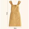 Solid Color Women Apron Large Pockets Adjustable Bow Strap Kitchen Apron Long Length Anti-Stain Anti-Stain Apron For Cooking