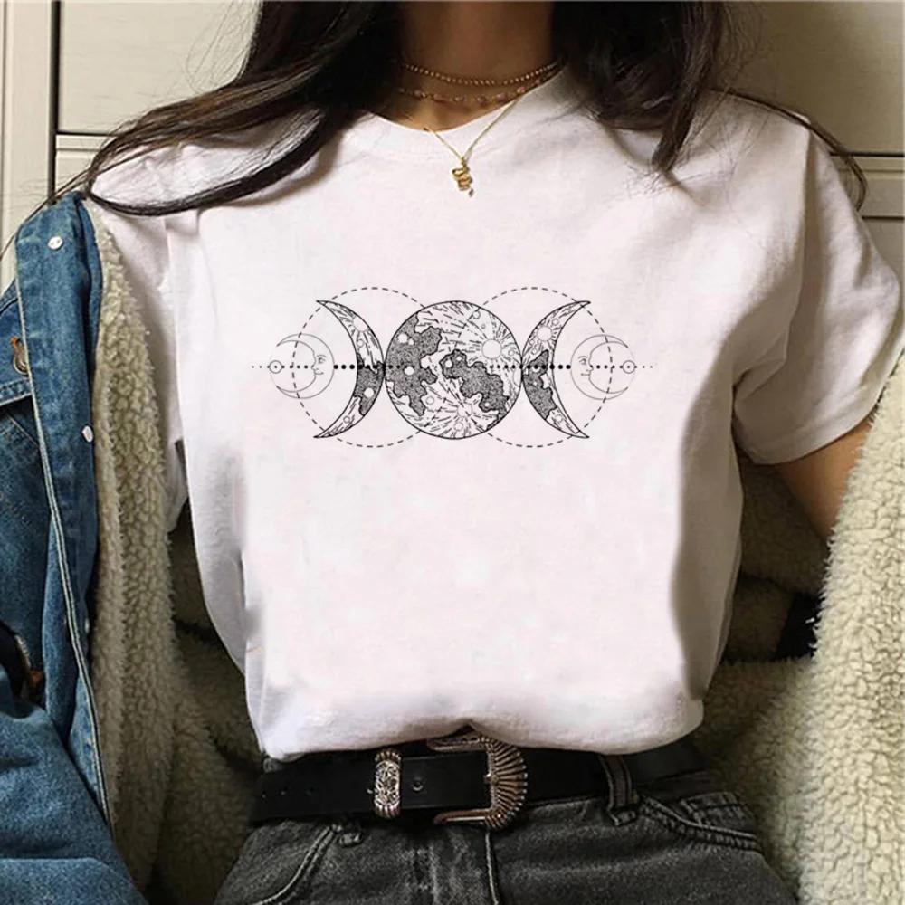 Witch Triple Moon Gothic Sun top women harajuku t-shirts girl graphic harajuku 2000s clothing women's gothic style sleeve shirt