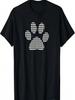 Camiseta Estampado de Espiga Blanco y Negro con Huella de Perro