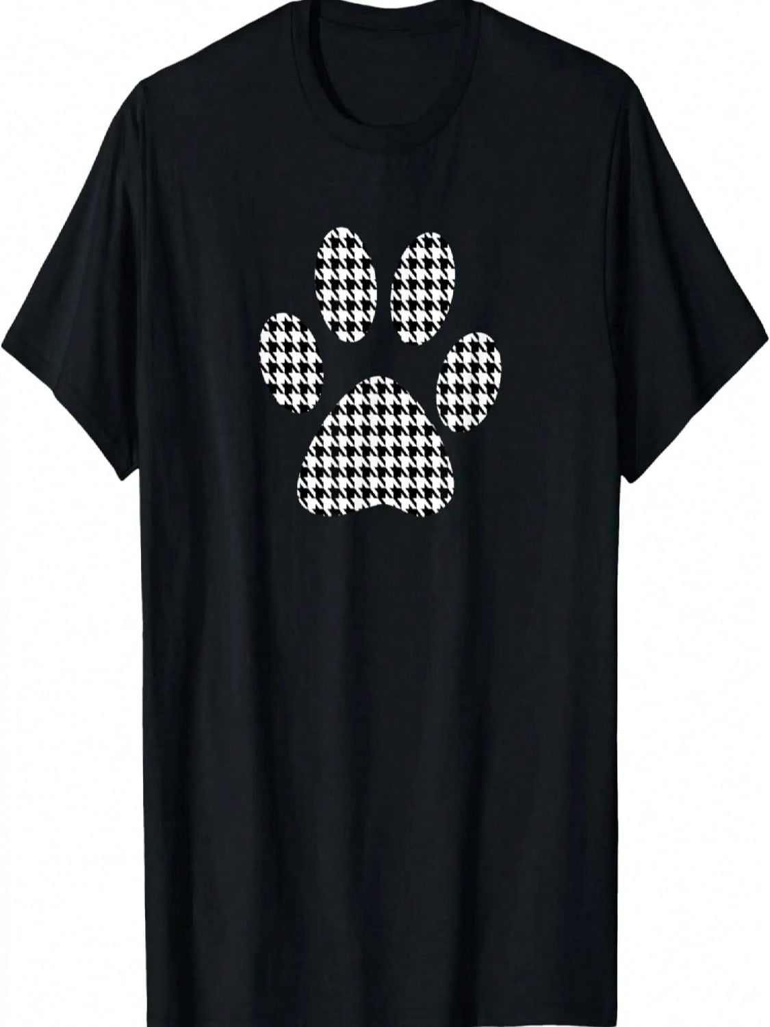 Dog Paw Black White Houndstooth Print T-Shirt S разноцветный
