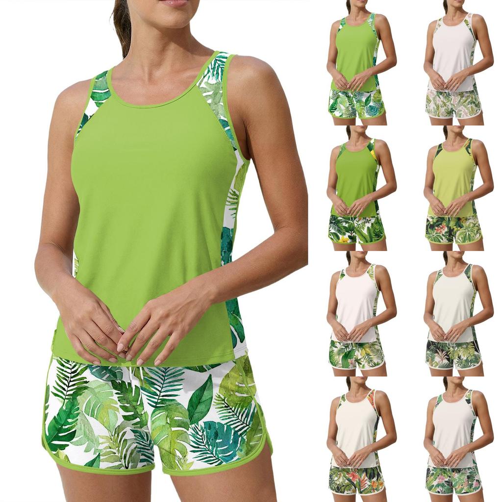 Women's Hawaiian Print Split Swimsuit Sport Swimsuit