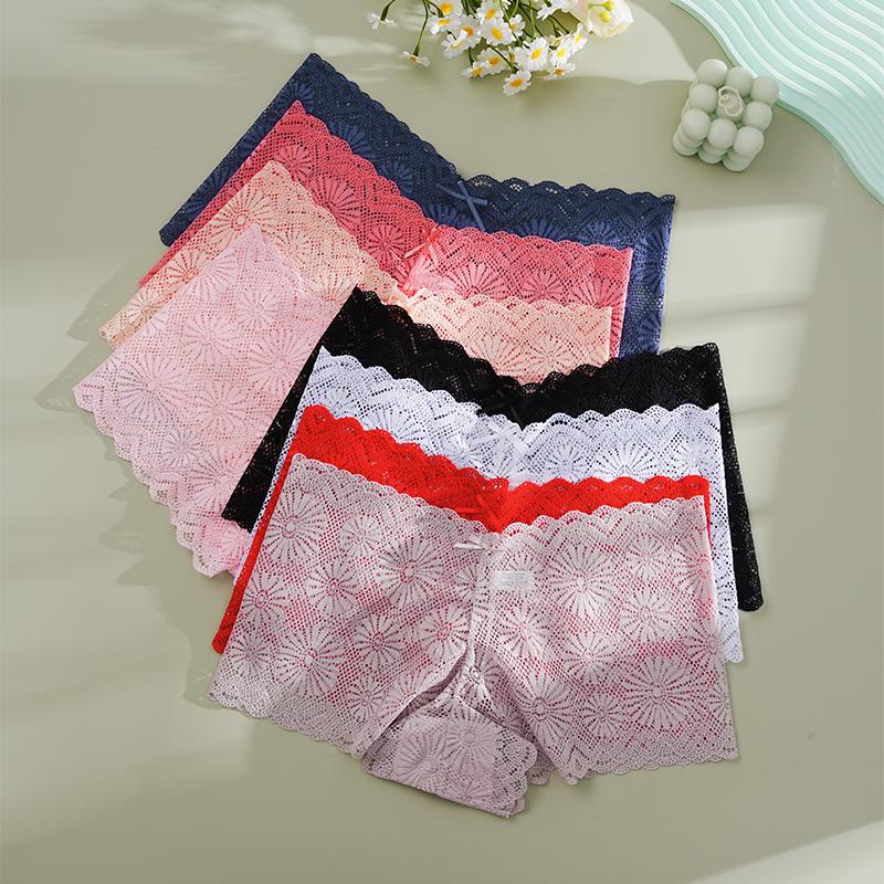FINETOO 3 Adet Kadın Orta Bel Büyük Beden Dantelli Fileli Çiçekli Şeffaf Külot İç Çamaşırı Düz Dikişsiz İç Çamaşırı Lingerie