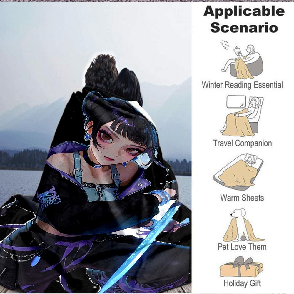 1pc KPop Flannel Throw Blanket HD Printed Lightweight Soft Warm All Season Blanket for Sofa, Bed, Travel, Camping Machine Washable
