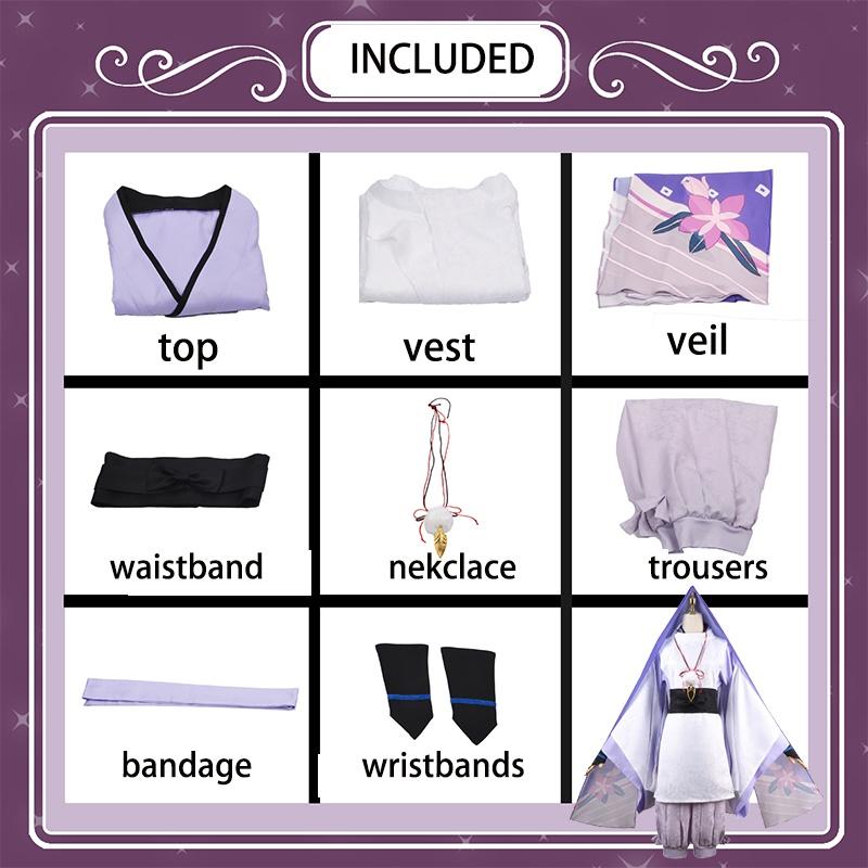 Genshin Impact Scaramouche Cosplaly Costume Wig Halloween Outfit Party Carnival