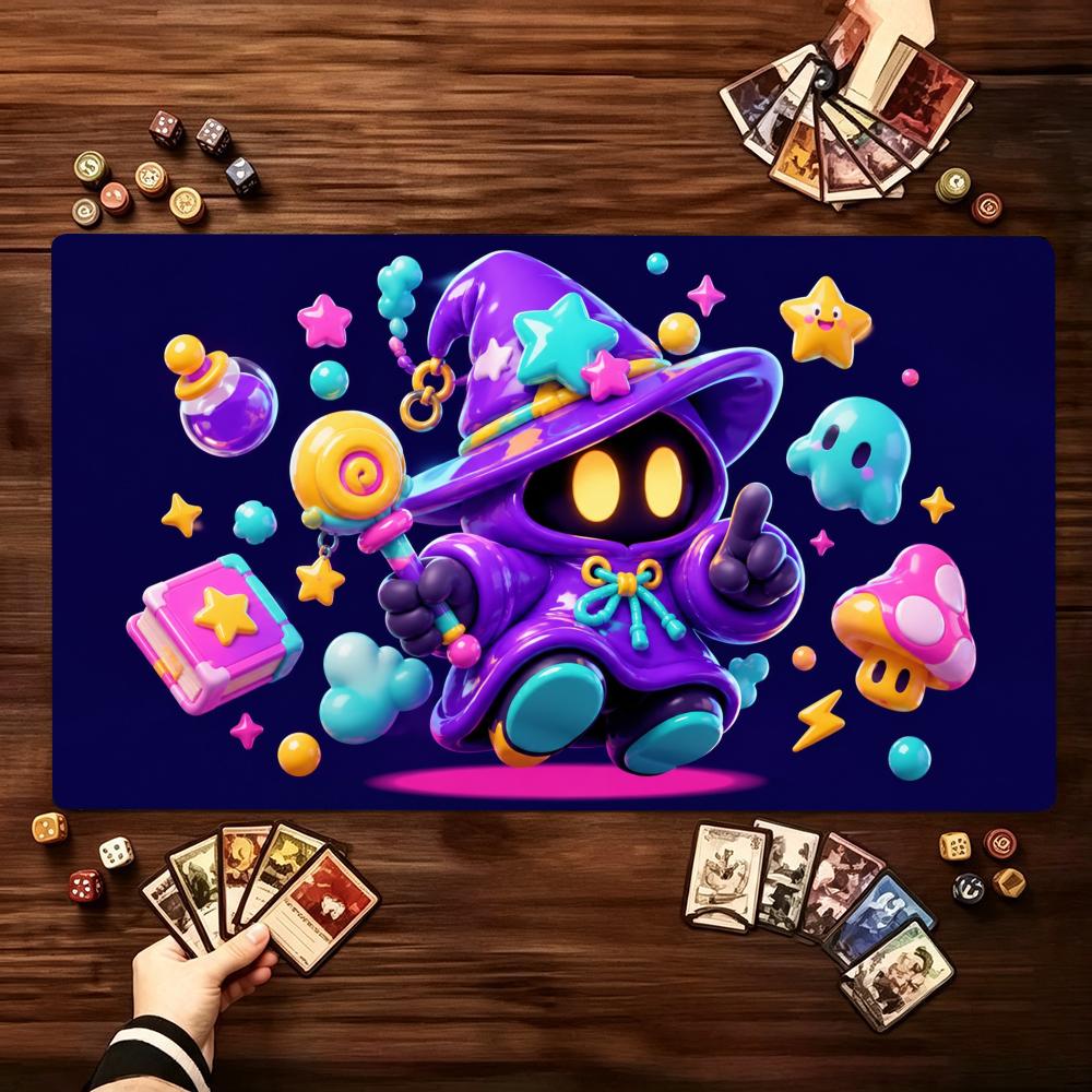 Vintage Celestial Wizard Pattern Large Game Playmat Non Slip Rubber Table Mat Stitched Edge For Card Game Laptop Gaming