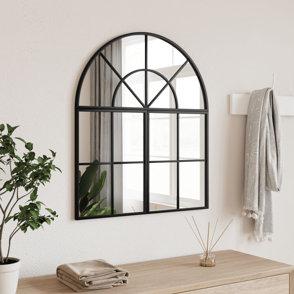 Vidaxl Lustro Ścienne, Czarne, 60X70 Cm, Zakończone Łukiem, Żelazo