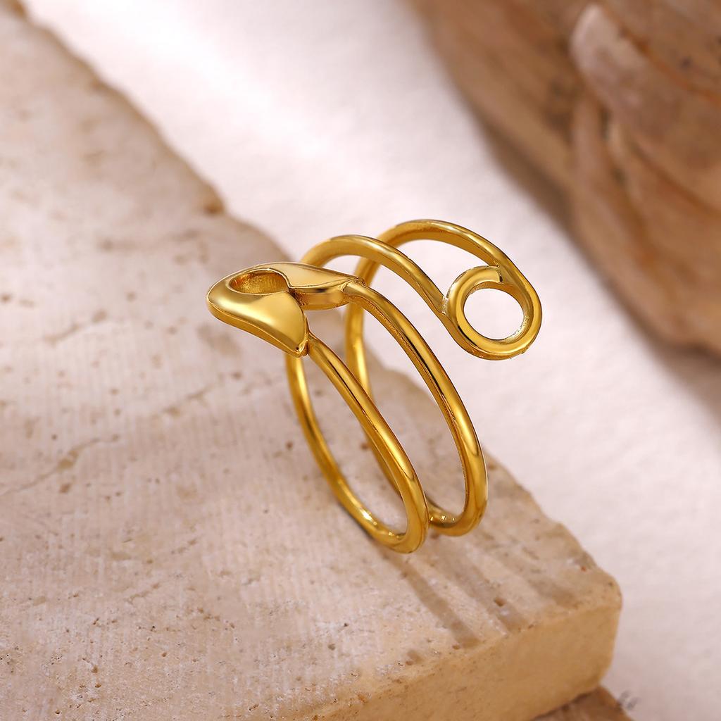 Geometric Gold Color Ring For Women Minimalist Stainless Steel Anillos Asymmetrical Hollow Punk Rings Fashion Jewelry Party Gift