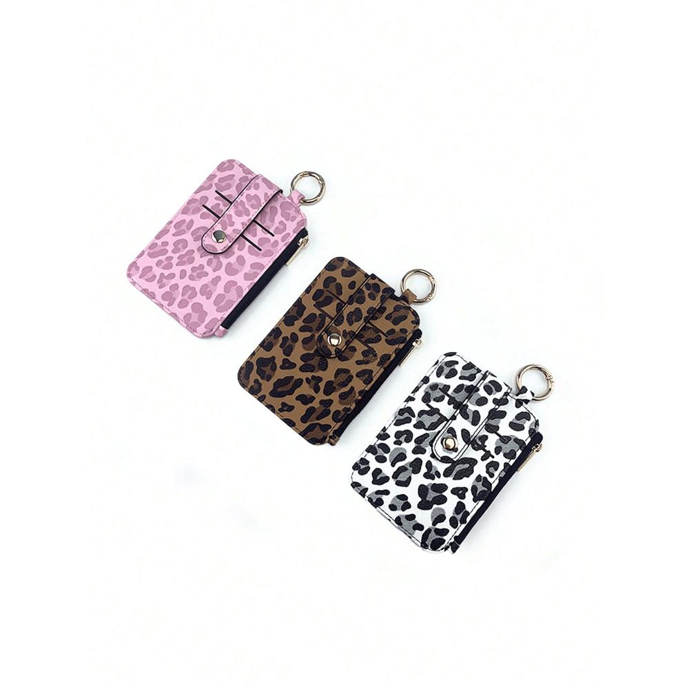 Women's Fashion Leopard Print Cute Mini Cardholder Compact Coin Purse With Removable Key Ring Zipper Wallet With Card Slots For Women Wallet