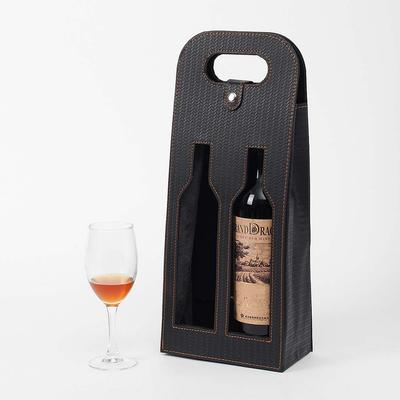 Classic Open Leather Wine Carrier 2-Compartment Gift Wine Bag