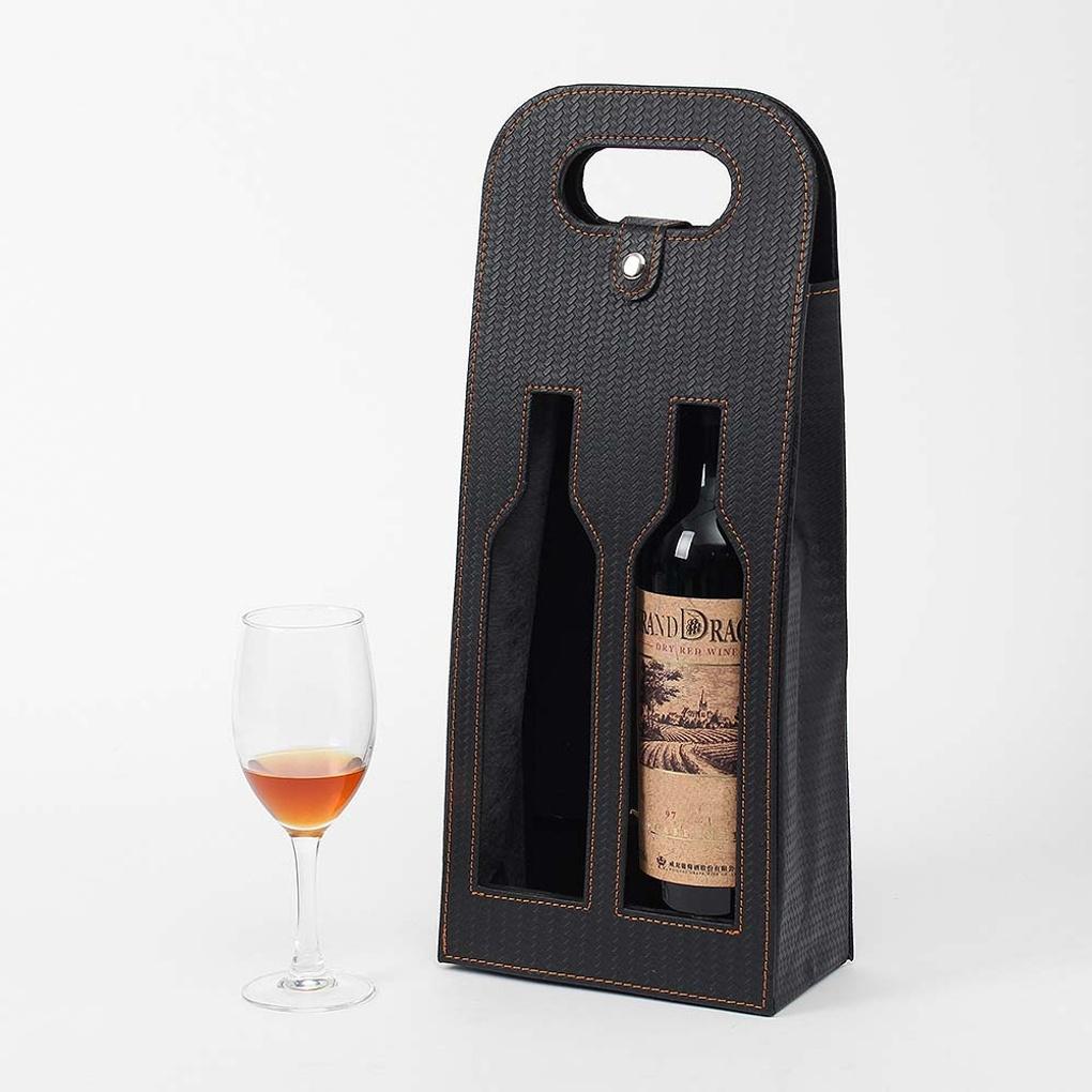 

Classic Open Leather Wine Carrier 2-Compartment Gift Wine Bag