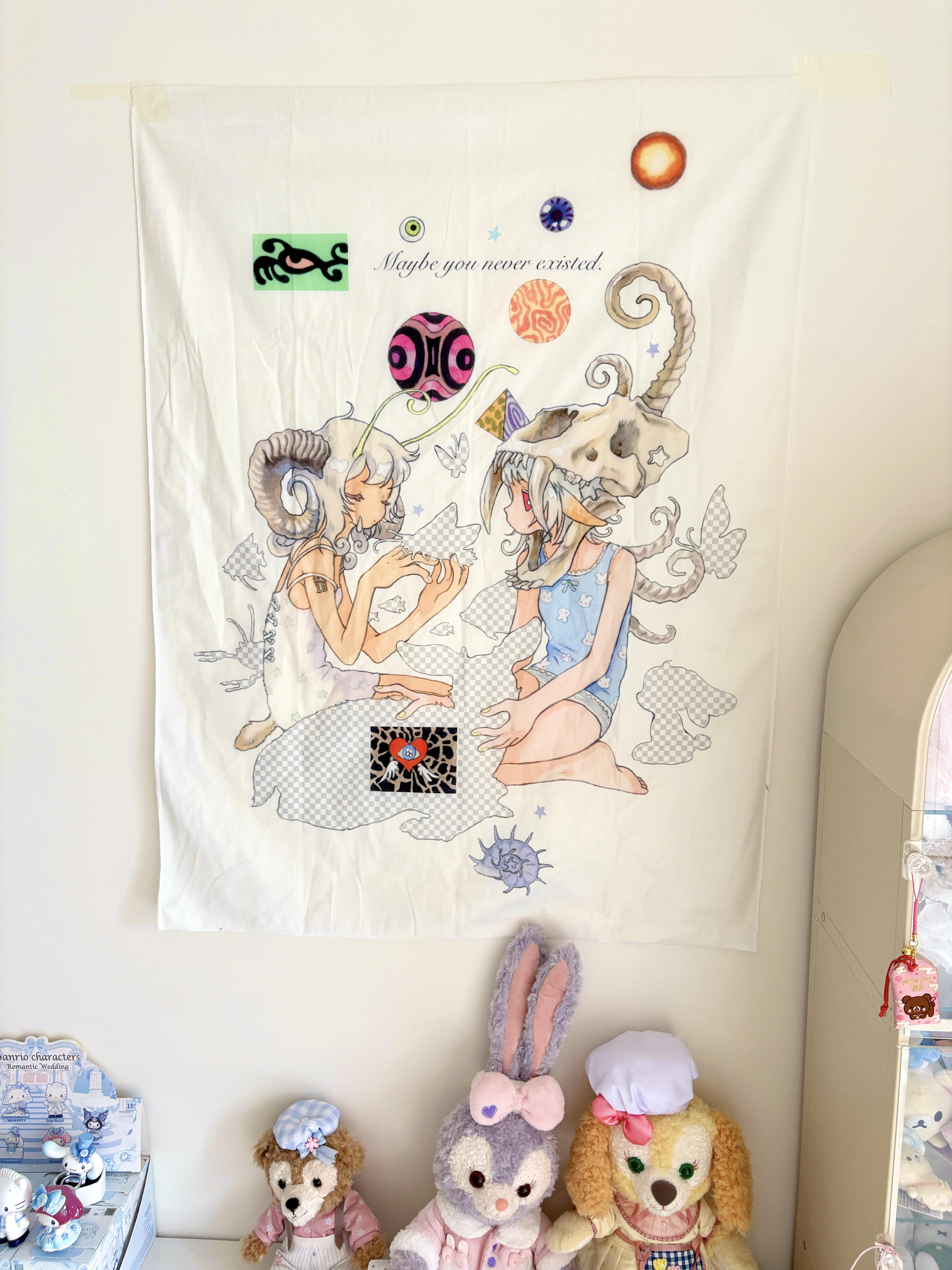 

Girls bedside hanging cloth cute angel hanging cloth pink room bedroom decoration background cloth 74x94cm(29x37in)