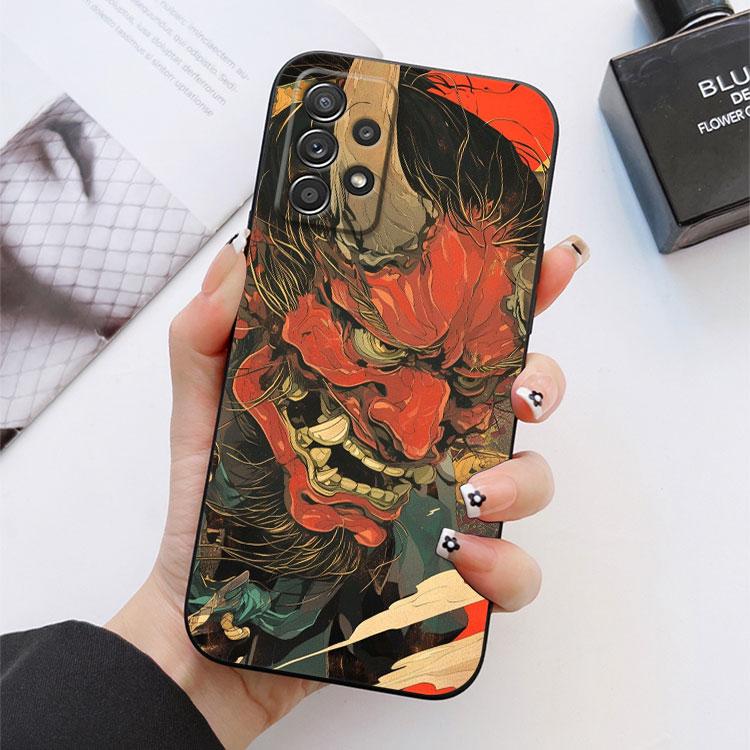 Samurai Ghost Hannya Ukiyo-E Mask Phone Case For Samsung S24 FE S25 Ultra A03 A04 A05 A06 A12 A13 A16 A26 A35 A36 A56 A55 Cover
