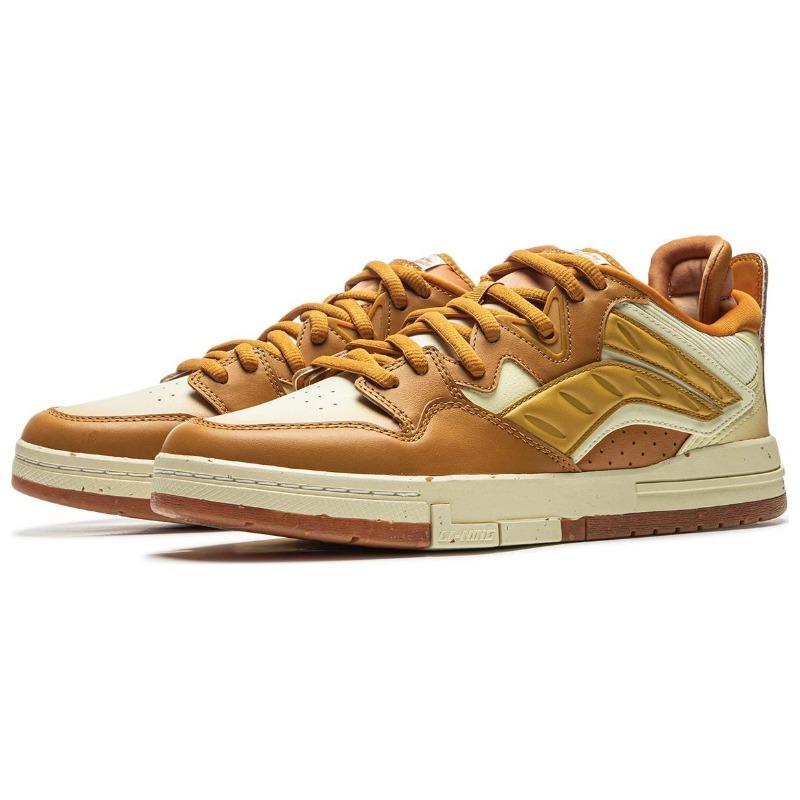 Li-Ning Wuyou Pro men low-top skate shoes yellow brown synthetic leather genuine leather fabric special story edition AECU027-3