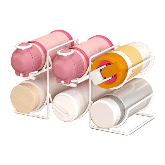 

Stackable Water Bottle Storage Rack Kitchen Cabinet Countertop Large Capacity Cup Travel Mug Holder Dual Layer білий