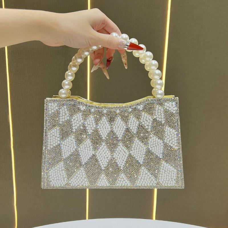 Elegant Dinner Bag, Banquet Beaded Handbag, Diamond-encrusted Hand-held Bag, Pearl Crossbody Women's Bag