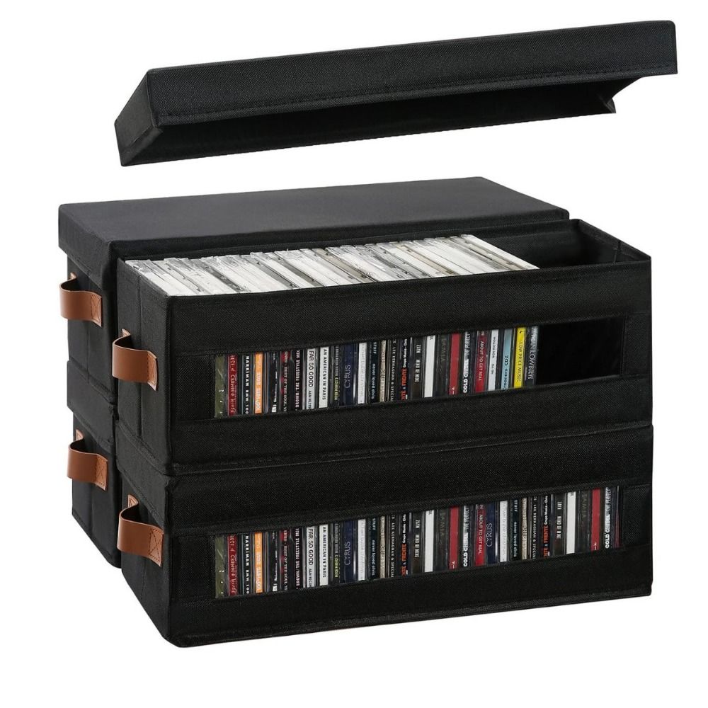 Visible Window Stackable CD Case with Handles CD Holder Premium CD Storage Box  Audio Collection