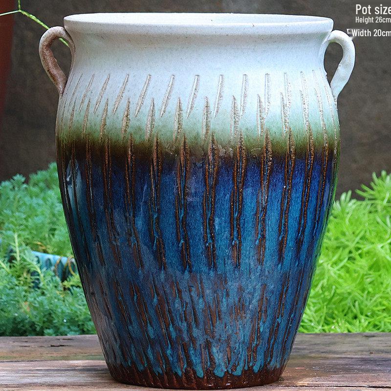 Handmade Large Purple Clay Ceramic Pot for Succulents and Bougainvillea – Breathable, Coarse Pottery Design for Living Room.