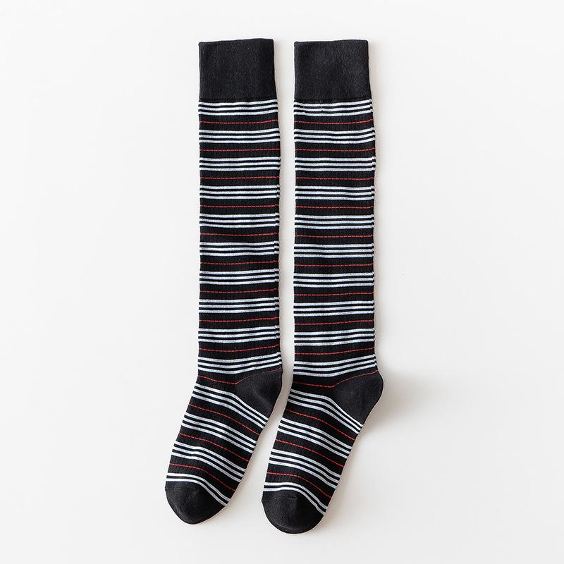 Ladies Spring and Autumn Personality Striped Cotton Preppy Style Cute Everything with Long Leg Socks