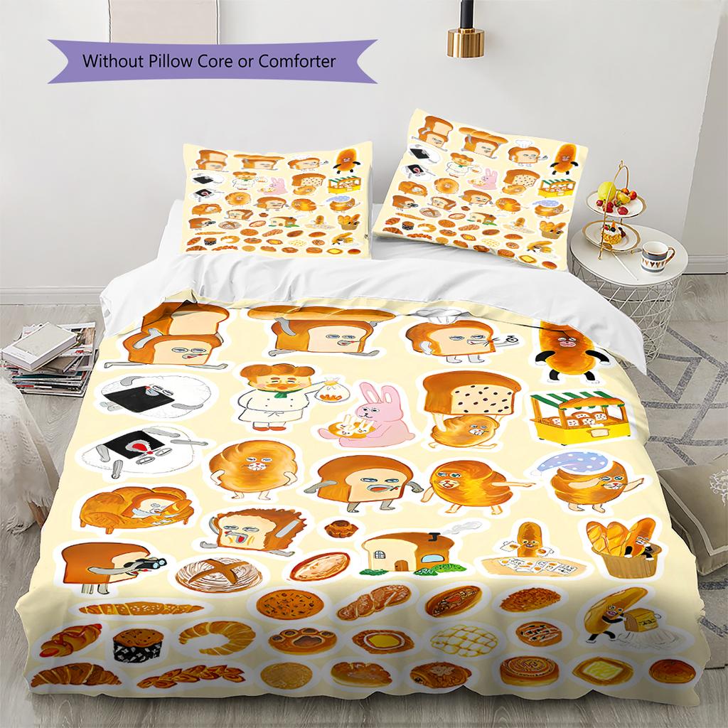 Bread Thief Pattern Bedding,Quilt Set Quilt Cover Pillowcase Home Birthday Gift (1 * Duvet Cover + 2 * Pillowcase, Without Core)
