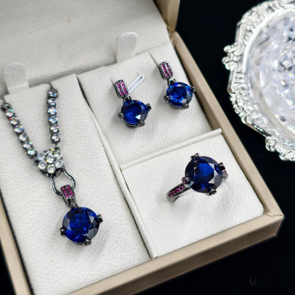 2025 Fashion Jewelry Set 925 Pure Silver Engagement Style Ring Earrings Necklace Women's Party Gift