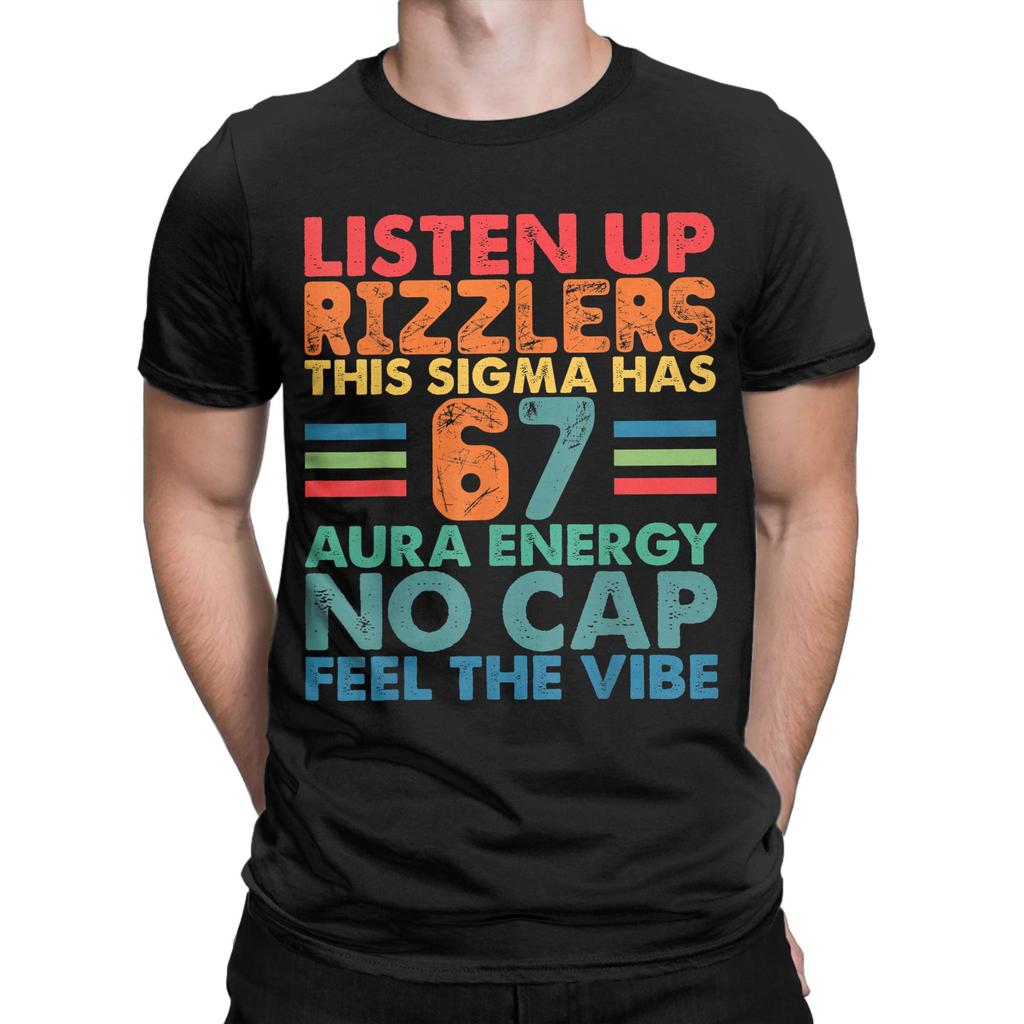 Listen Up Rizzlers This Has 67 Energy Funny Meme T-Shirt for Men  100% Cotton Tee Shirt Short Sleeve T Shirt Gift Idea Clothing