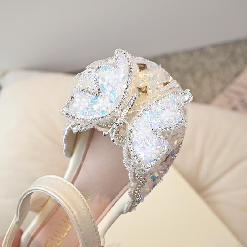 Children Princess Sandals for Girls  Summer New Fashion Rhinestone Glitter Cute Sweet Butterfly Korean Beach Shoes for Party