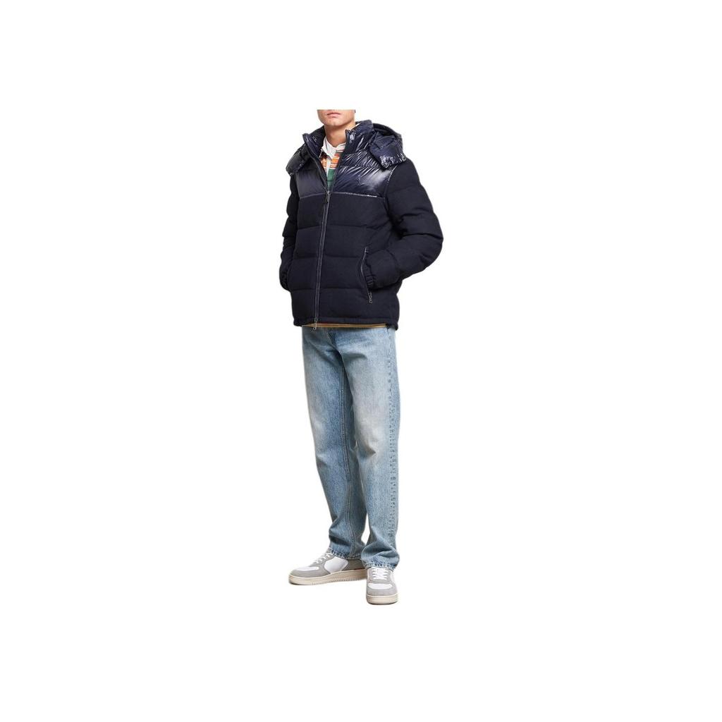 Polo Ralph Lauren FW23 Hooded Solid Color Zippered Fitted Long Sleeve Down Jacket Men jackets Navy-Blue 710922806-001