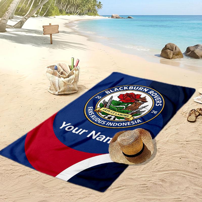 Blackburn Rovers Football Personalized Printed Beach Towel Soccer Logo Support Custom Name Text Absorbent Towel For Sport Travel Special Gift