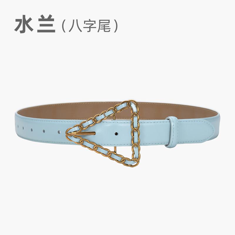 Women'S Belt Retro Triangle Pin Buckle Chain Belt Women'S Decorative Leather Fine Belt Women'S Dress