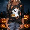 Women's Casual 3/4 Sleeve Halloween Print Neck Top