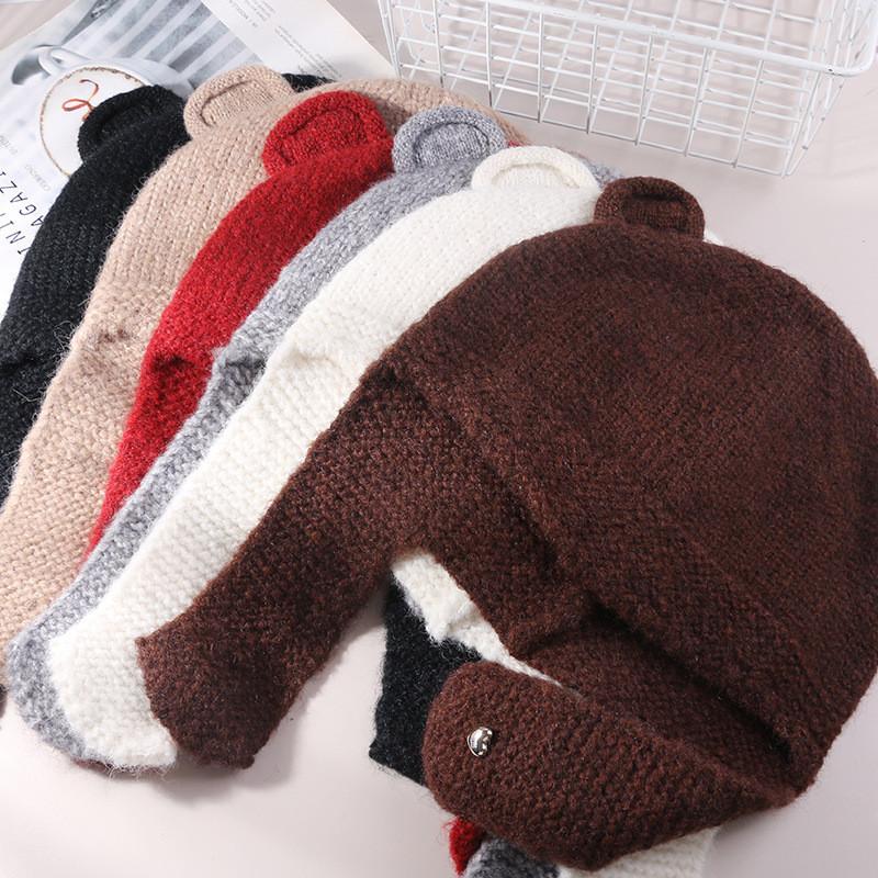 Cute Bear Ear Knit Hat For Women With Warmth And Windproof Features Perfect For Fall And Winter
