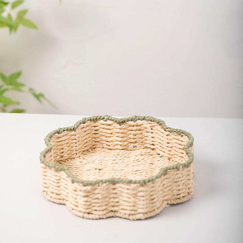 1Pc Snack Tray Vegetables Imitation Vine Household Storage Basket Fruits Weave High-capacity Paper Rope