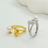 Korean Style Pearl Yuanbao Open Ring - Light Luxury & Simple High-End Fashion Statement