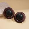 European and American Retro Wood Round Silver Needle Simple Personality Niche Earrings Simple Earrings 