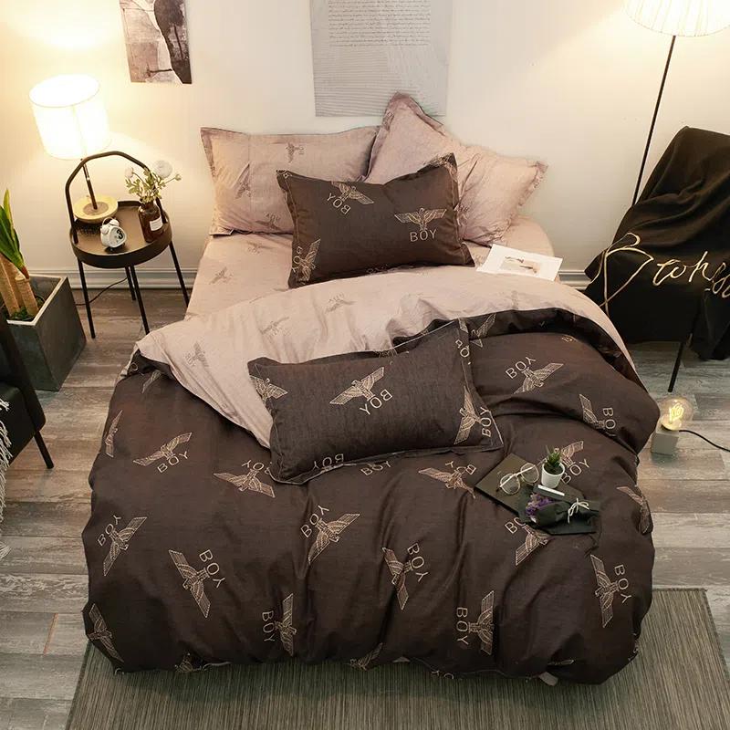 Set de cuvertură moale cearșaf de pat Fetă de pernă Love Hear Pattern Set de lenjerie de pat