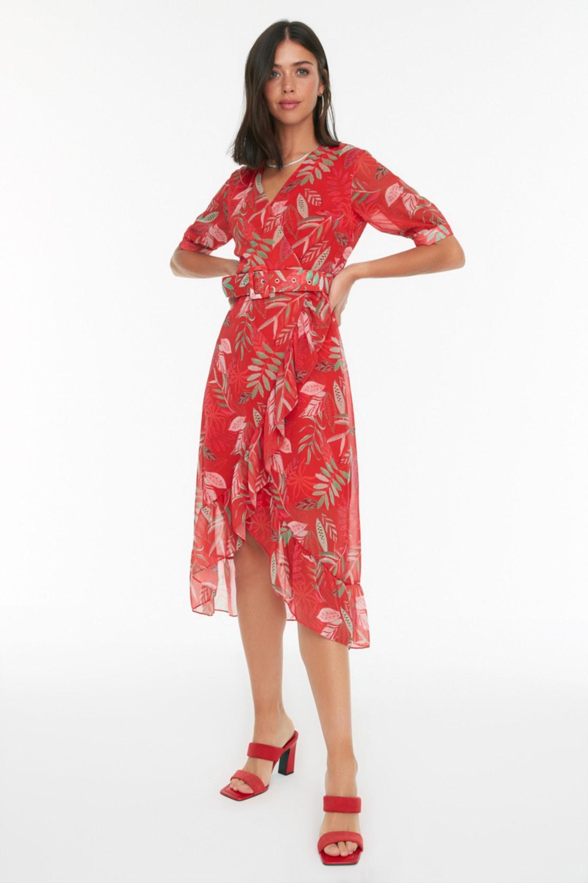 

Платье с поясом и цветком граната TWOSS21EL2144