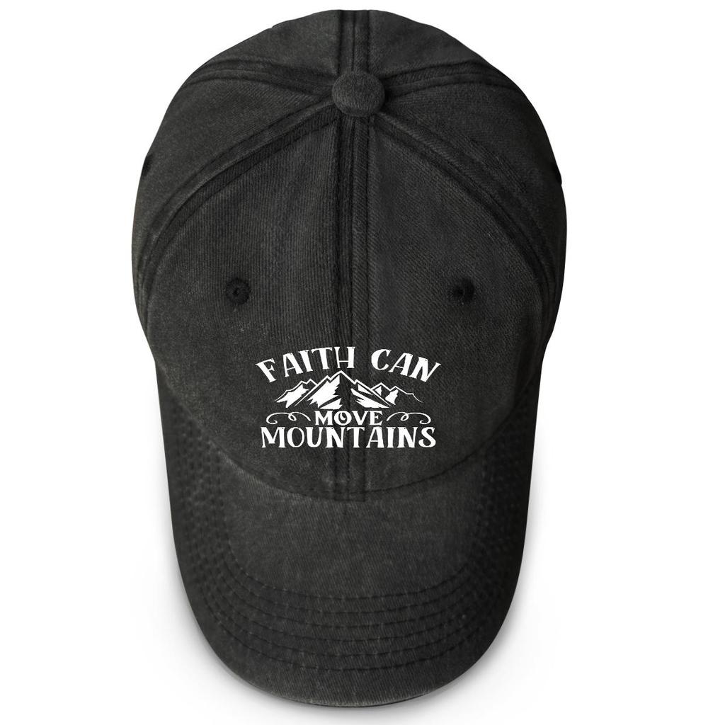 FAITH CAN MOVE MOUNTAINS" Print Snapback Baseball Hat, Flat Cap Sporting Vintage Sunshade Casual Adjustable Baseball Cap