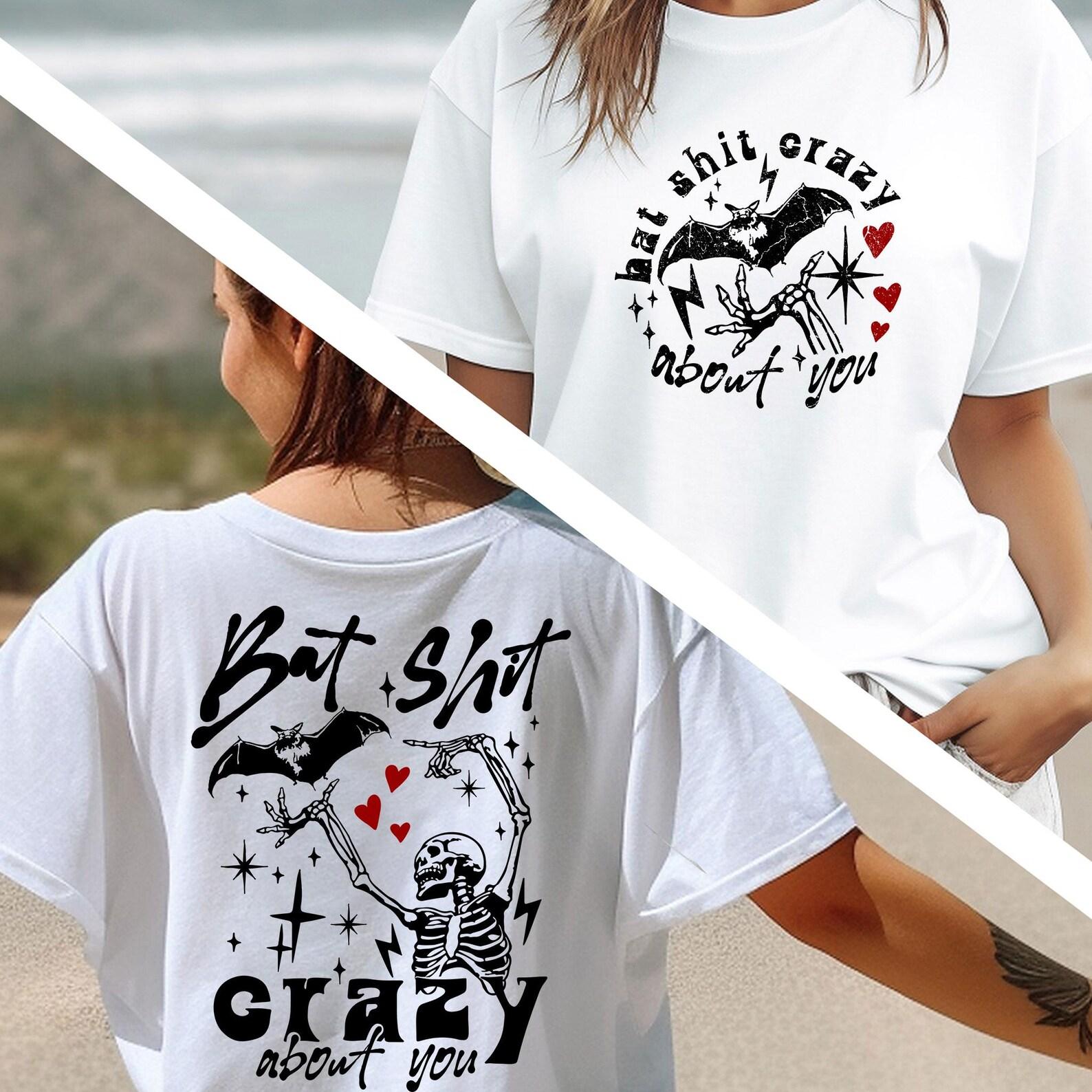 Halloween Bat Shirt, Bat Shit Crazy About You Tshirt, Skeleton Halloween Shirt, Gift for halloween, Halloween Costume, Vintage Halloween Tee M