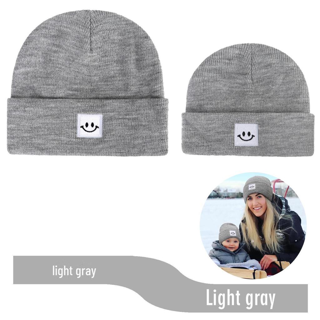 Smiley Logo Women's and Children's Knitted Wool Hat - Warm, Outdoor, Winter Leisure Beanie.