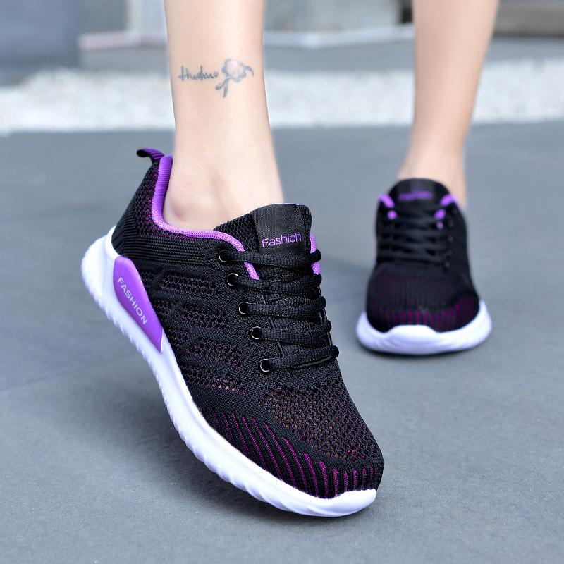 Fashion Breathable Women Running Shoes Lightweight Anti slip Female Sports Shoes Outdoor Soft Women's Sneakers Lace Up Fashion Tennis