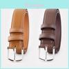 No Ip Classic Leather Belt For Women With Silver Buckle For Casual Jeans Wear