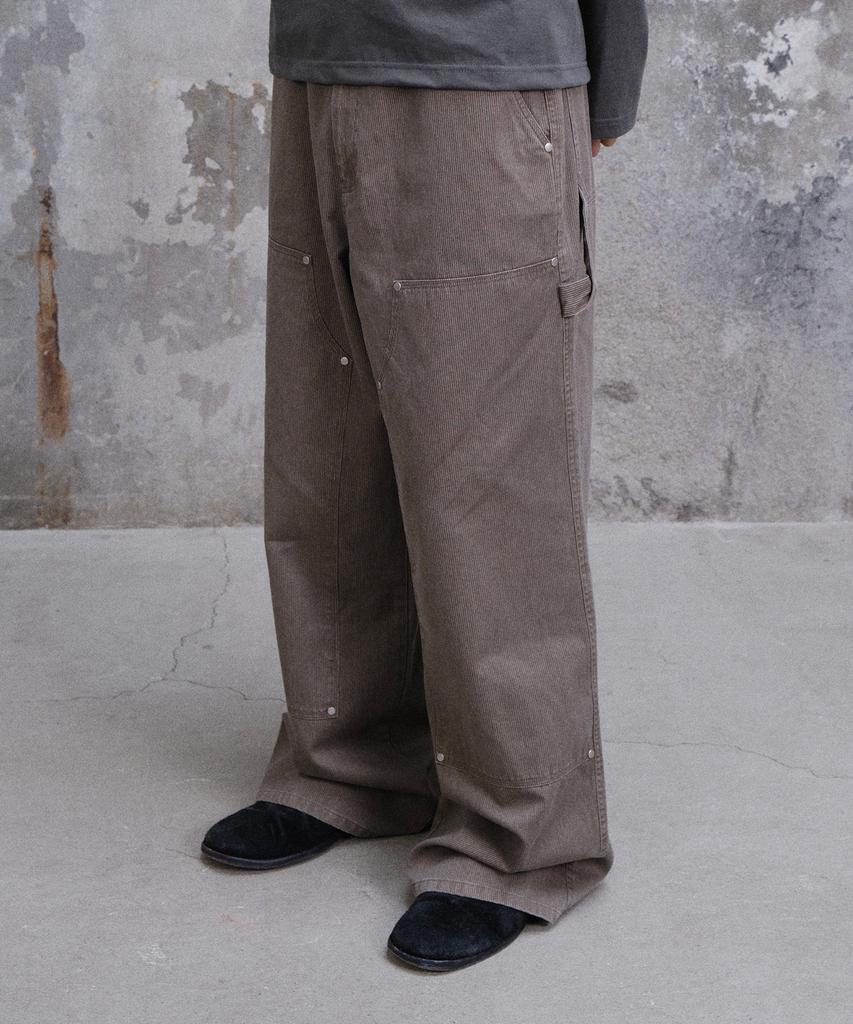 Daibeuin Washed Double Knee Carpenter Pants (Brown)