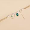 Fashionable Women's Choker Necklace with Green Zircon and Imitation Pearls Highlighting Neckline Elegant Charm