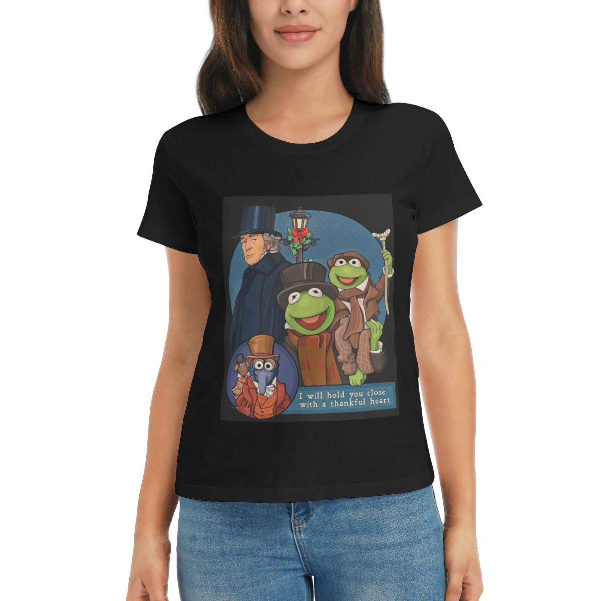 

Women TShirt I Will Hold You Close With A Thankful Heart Muppet Christmas Carol Short Sleeve Tees Cotton T Shirts Clothes Tops 2XL