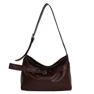 Women's PU Hobo Bag Soft Shoulder Tote Crossbody Bag with Belt Detail Large Capacity Everyday Fashion Handbag