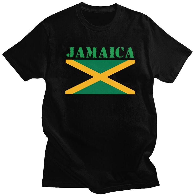 Custom Jamaica Flag T Shirt for Men Pure Cotton Tshirt Casual Tee Short Sleeve Tshirt Loose Fit Clothing