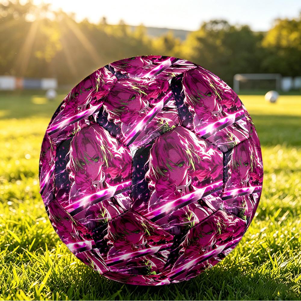 Demon Slayer Printed Size 5 Standard Football, Waterproof PU Training Soccer Ball for Outdoor Sports